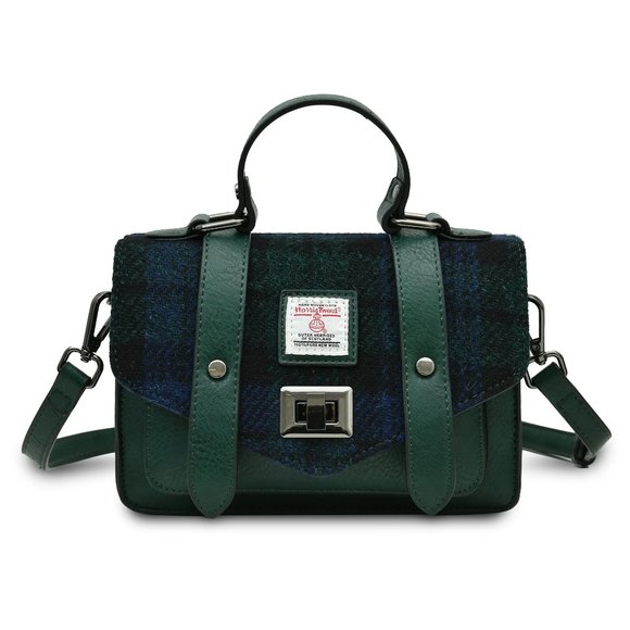 New Genuine Harris Tweed Shoulder Bag Purse Blue Green Black Watch Scotland - Picture 1 of 9
